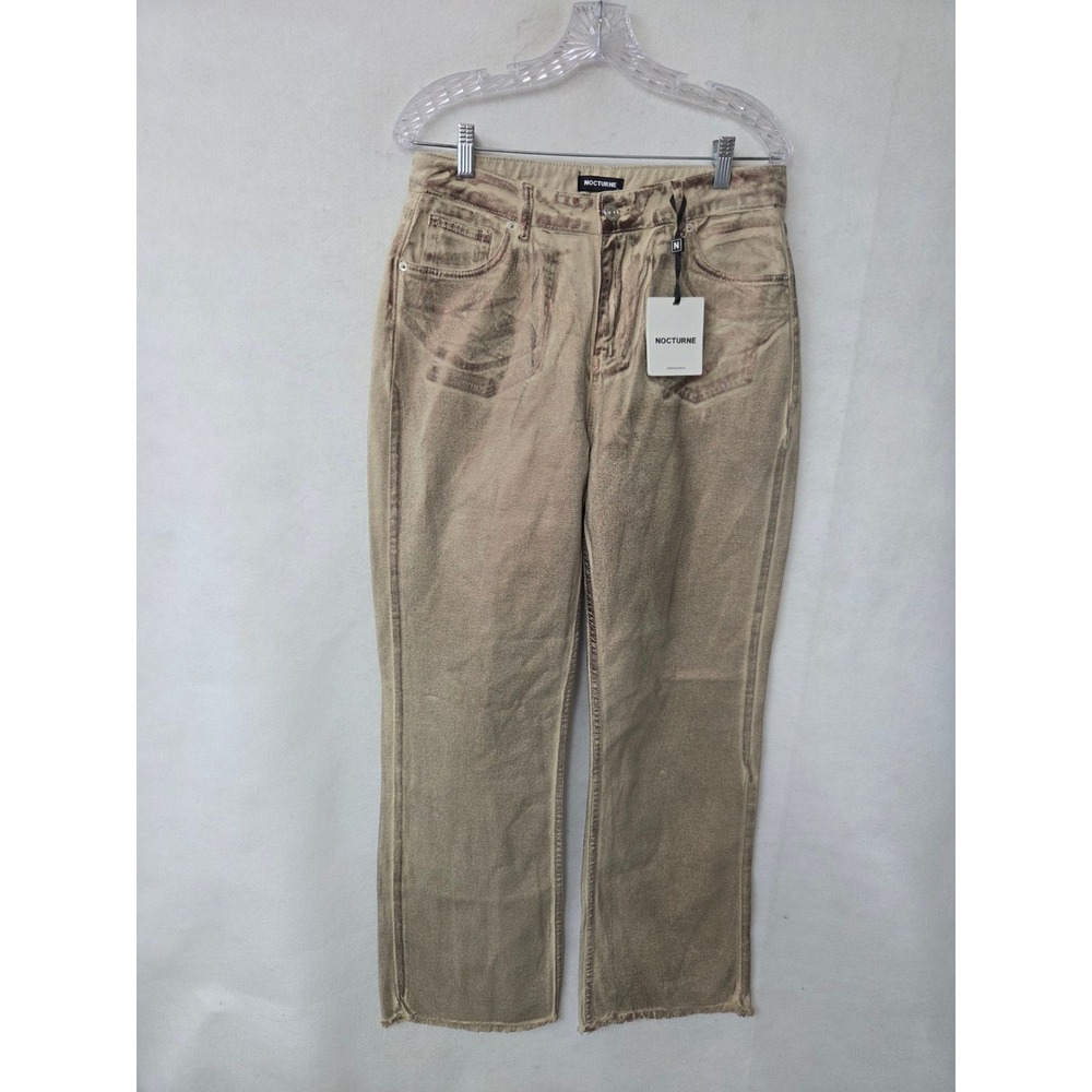 Nocturne Coffee Acid Wash High Waisted Wide Leg Jeans N24KD18071 Womens XL New